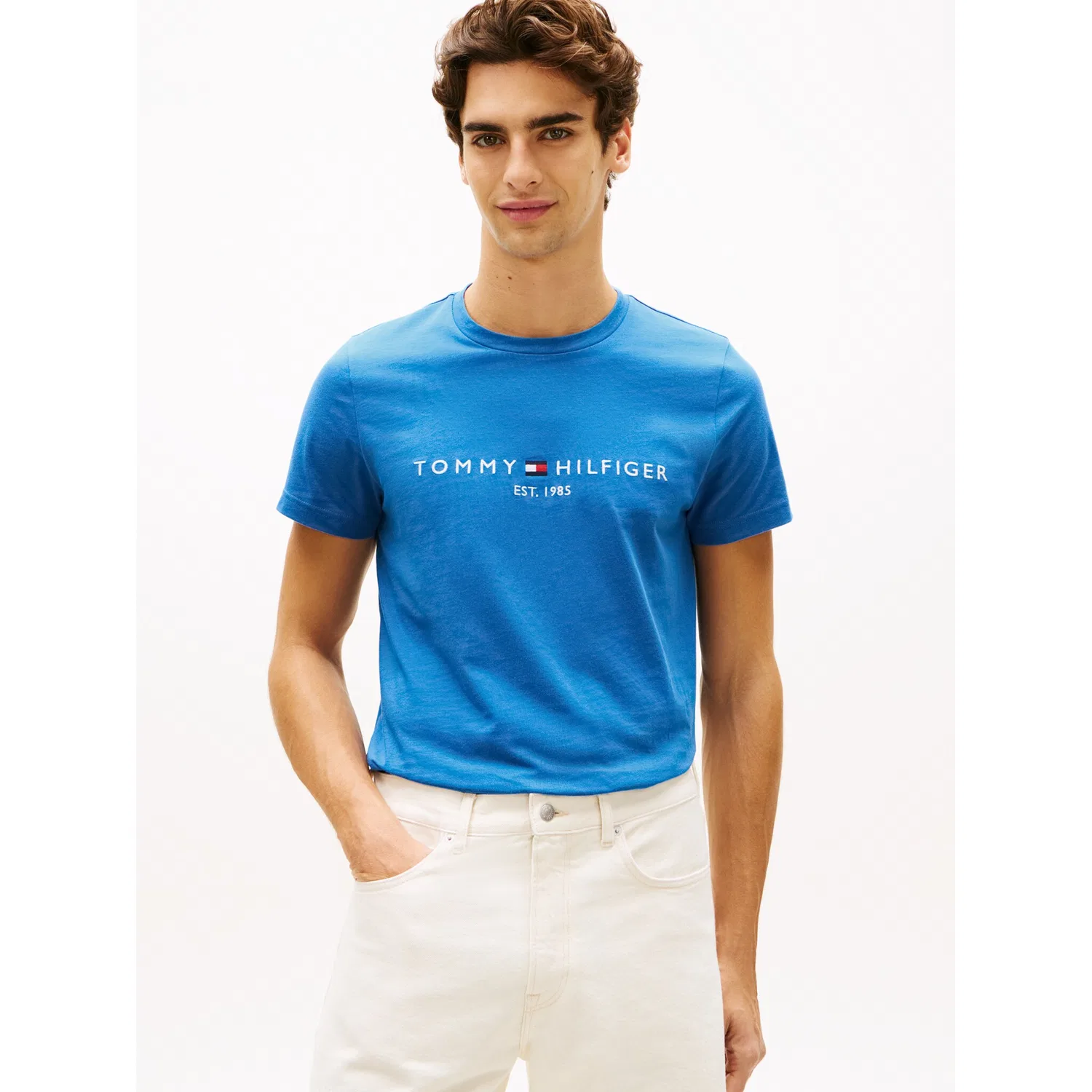 Мужская хлопковая футболка с логотипом Tommy Hilfiger, Blue Orbit