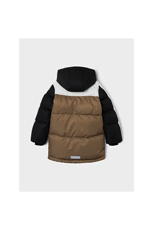 Детское зимнее пальто с капюшоном для девочек Name It, Brown — фото 3