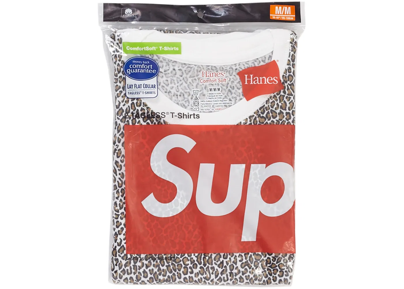 Унисекс футболка с принтом Supreme Hanes Tees (2 Pack), Leopard — фото 2