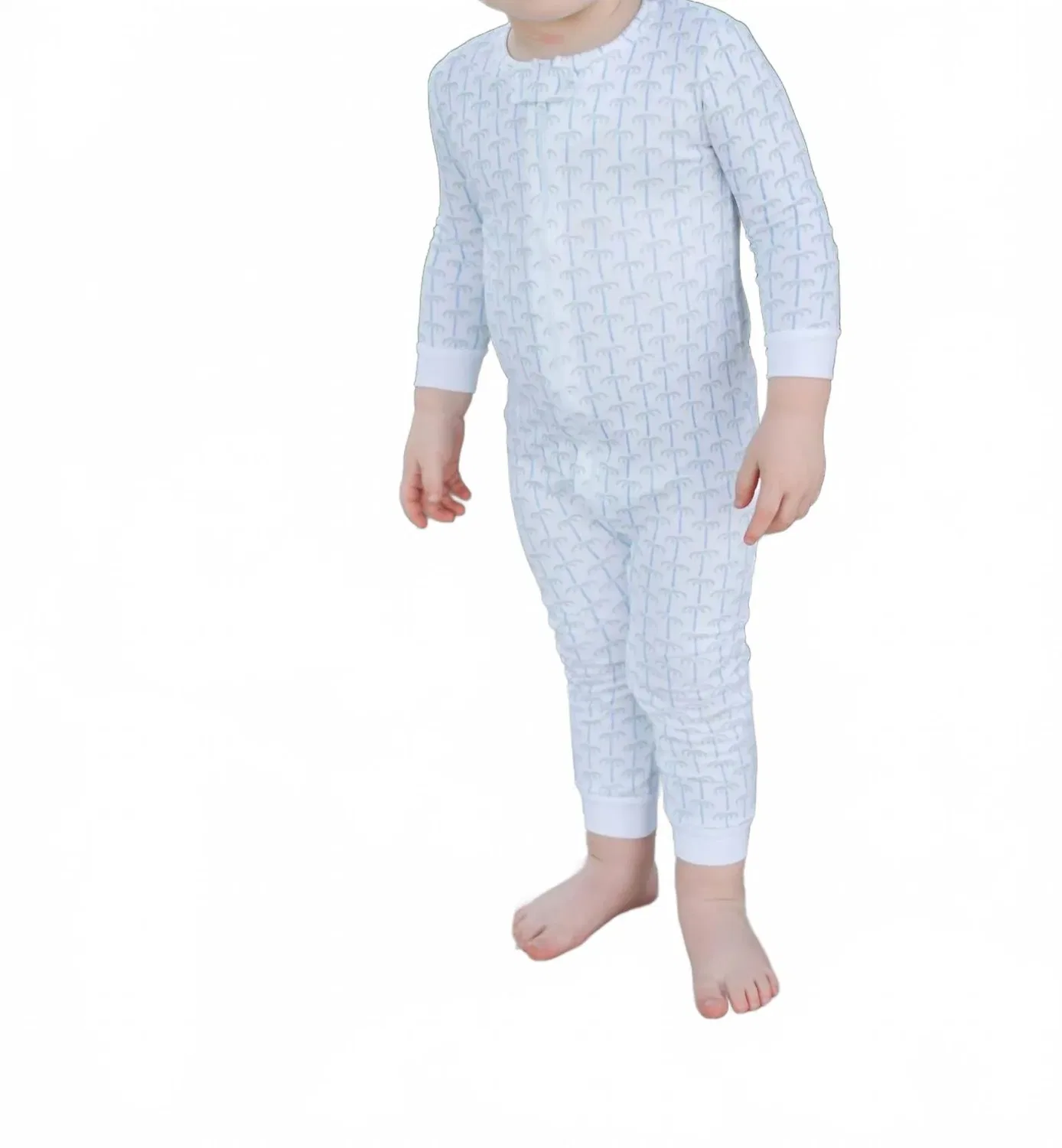 Детская пижама на молнии с принтом Parker Zipper Pajama lila + hayes, Pacific Palm Blue