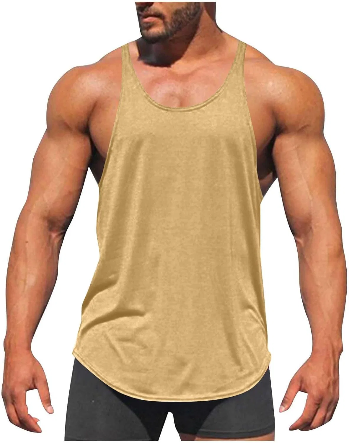 Мужской топ для тренировок, бренд Generic, цвет Khaki