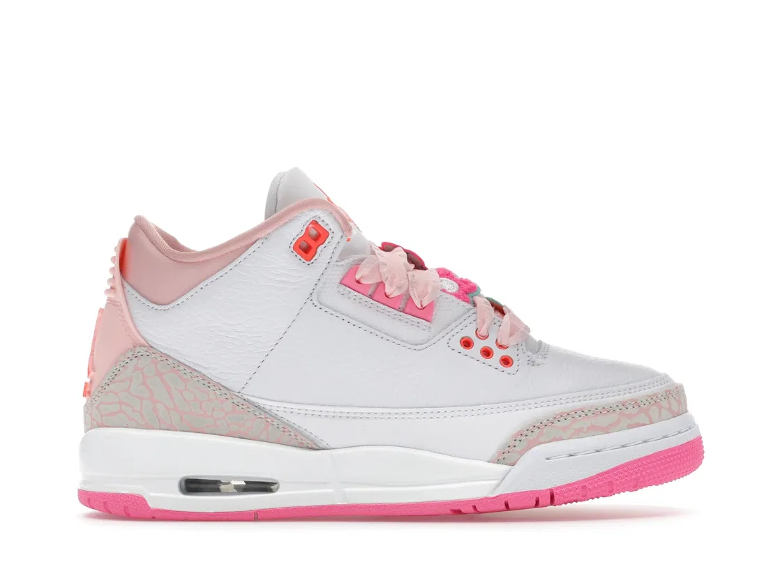 Детские кроссовки для мальчиков с ярким принтом Jordan 3 Retro Jordan, Pearl Pink/Hyper Orange/Pink Bloom/Pink Glow/Light Aqua/Sail