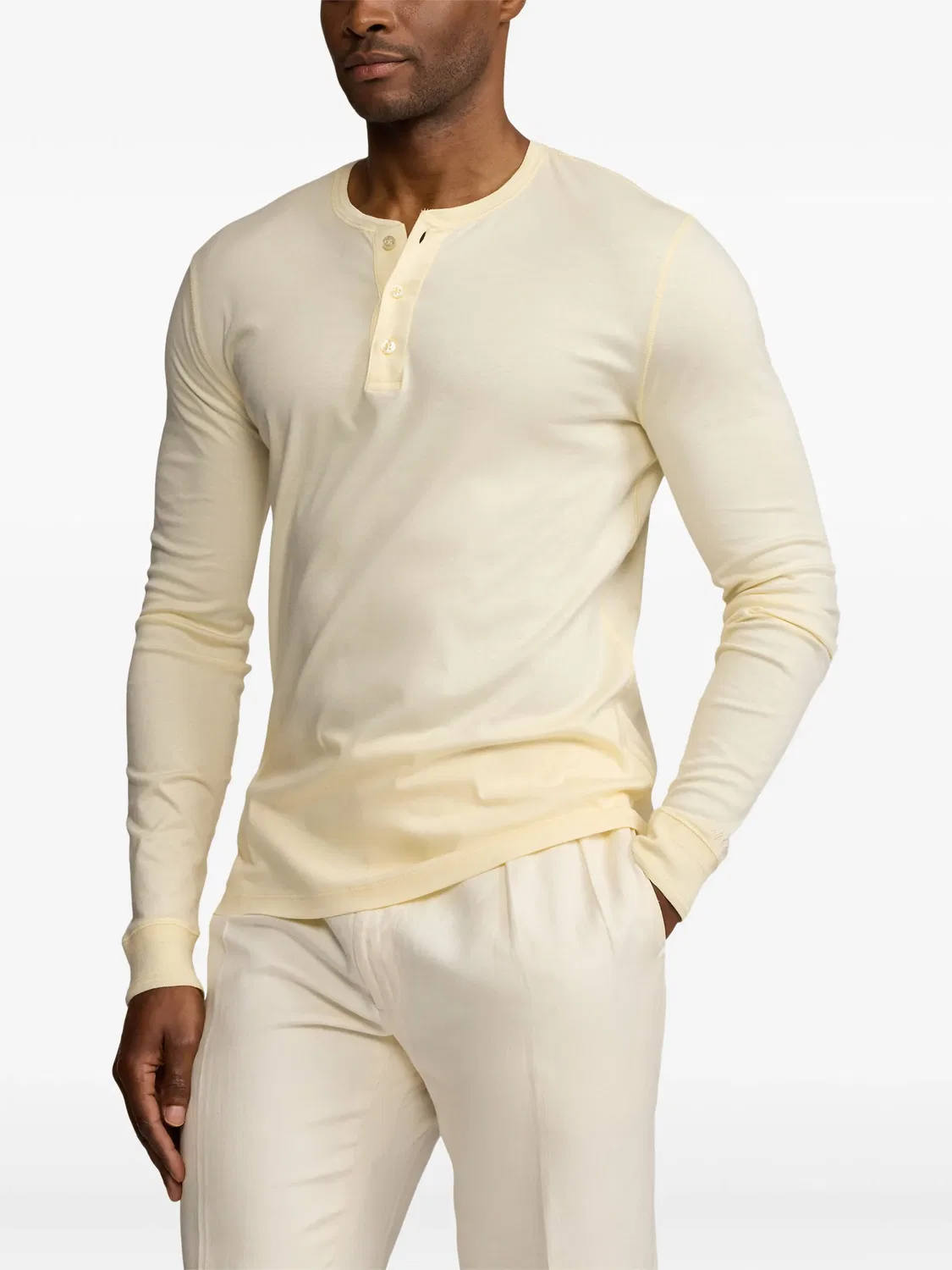 Топ хенли на пуговицах Polo Ralph Lauren, нейтральные цвета — фото 4