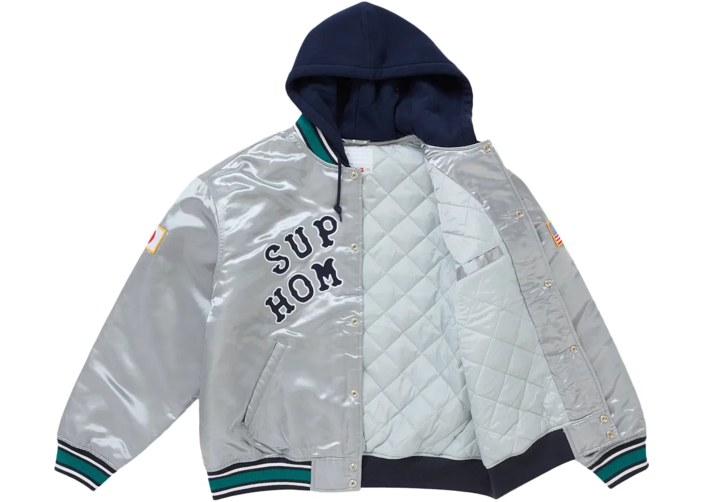 Мужская куртка-бейсболка с капюшоном из сатина Homerun Supreme, Silver — фото 2