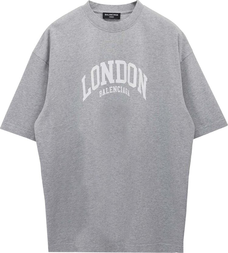 Футболка Balenciaga Cities London с принтом, серый — фото 2