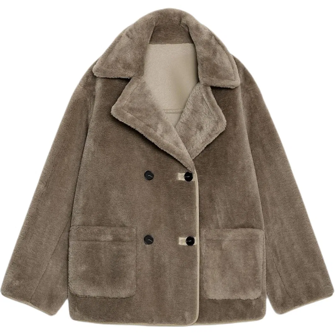 Женский вельветовый жакет с лацканами Dark Taupe, ZARA