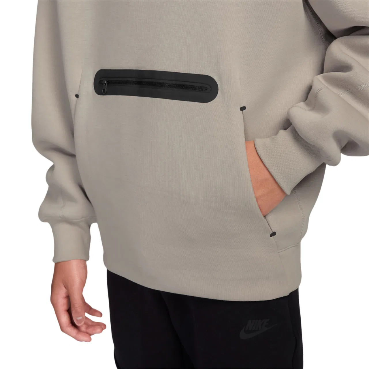 Худи для мальчиков Oversized Pullover Tech Fleece Nike, бежевый/черный — фото 3