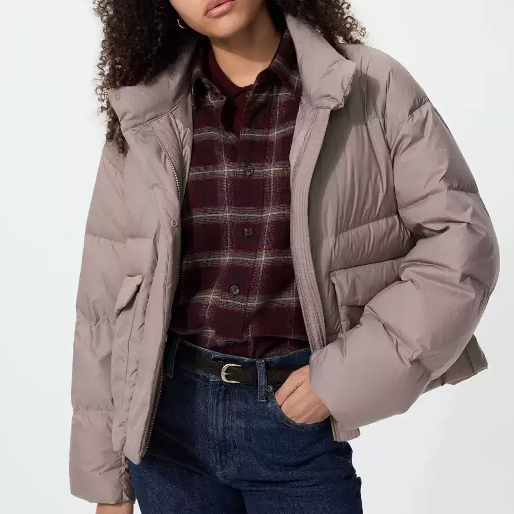 Женская куртка пуховик с воротником-стойкой Umber UNIQLO, Umber — фото 4