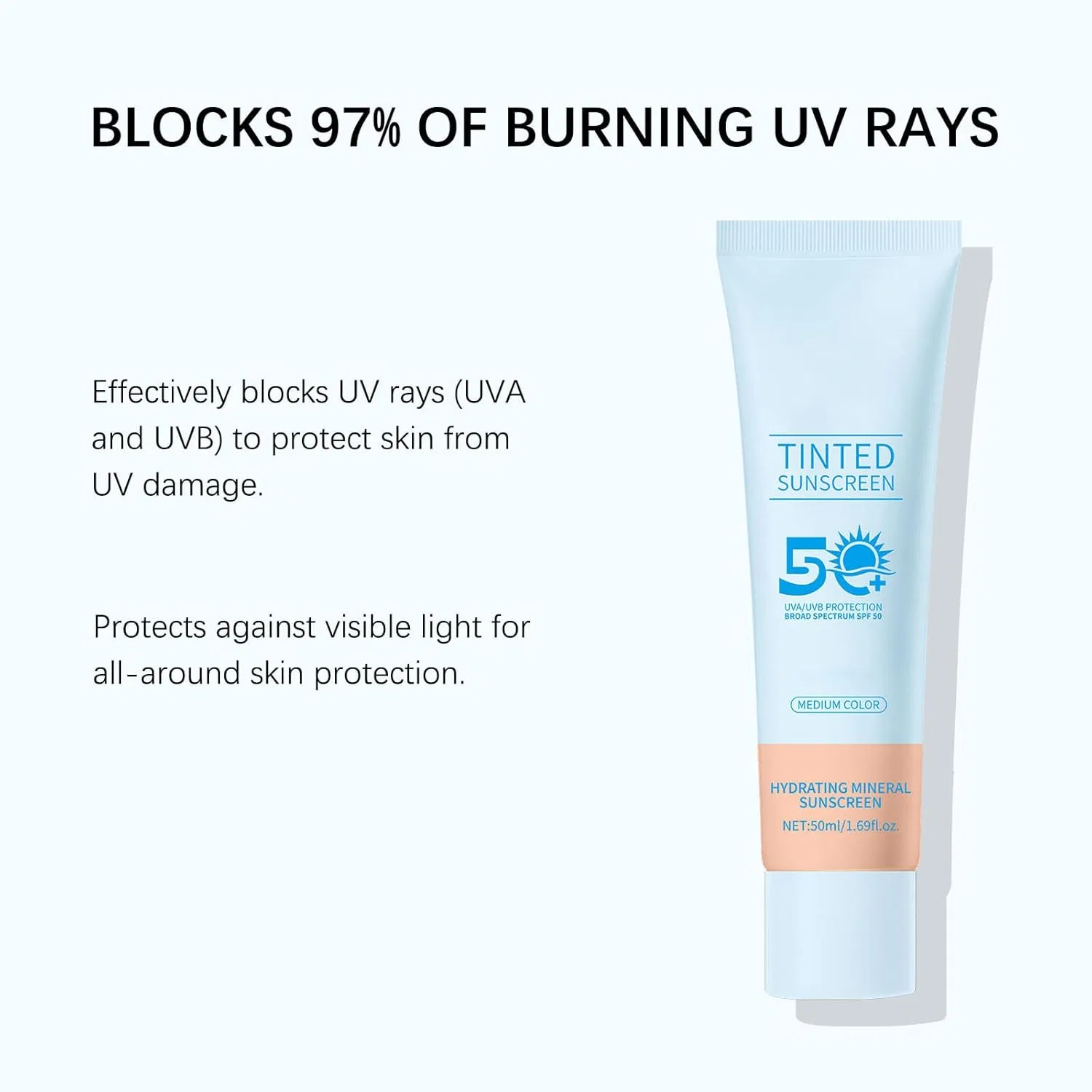 Тональный солнцезащитный крем SPF 50, RadiantRe, 50 мл, Medium — фото 3