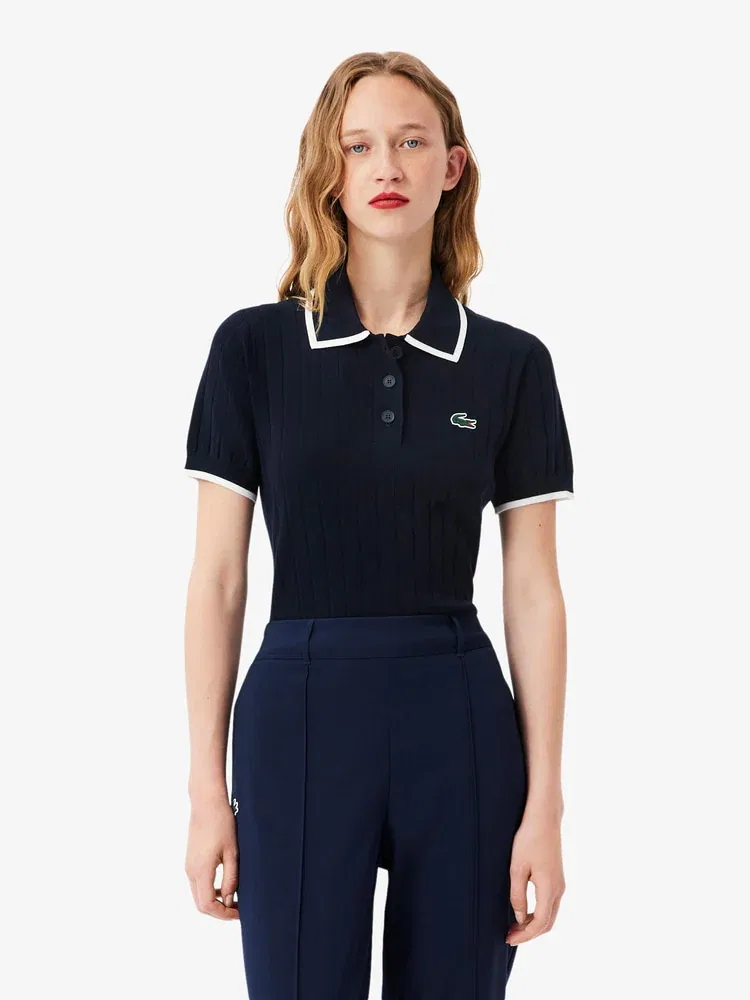 Свитер поло LACOSTE Navy, Классический стиль, Темно-синий