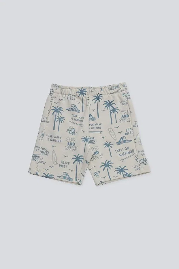 Детские шорты для мальчиков с принтом Surf Printed Babokah, Ecru