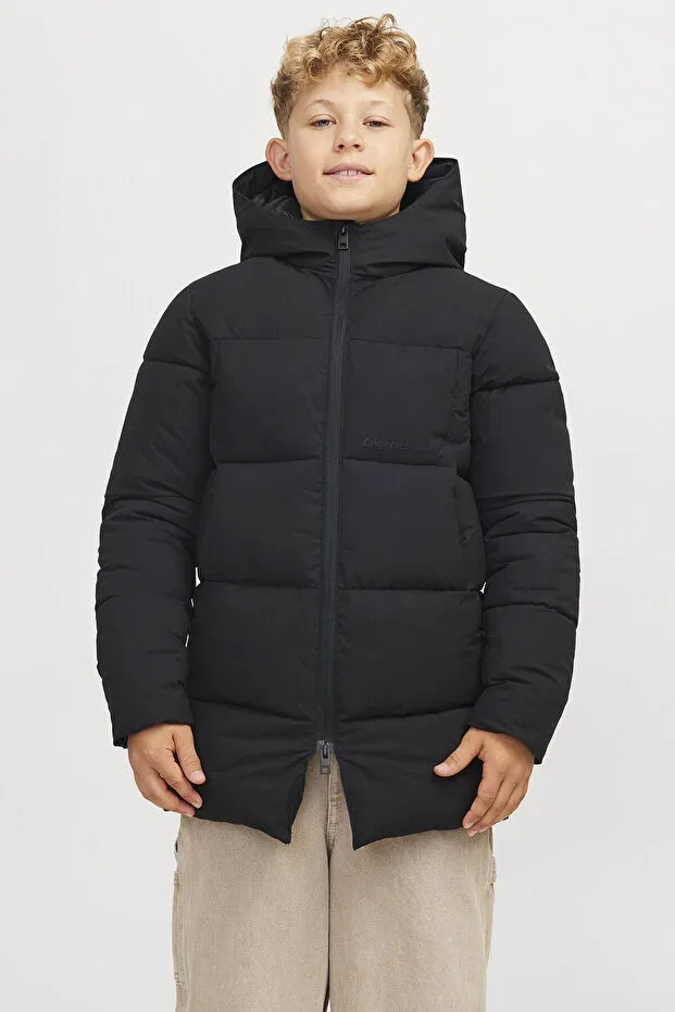 Детское пальто для мальчиков с капюшоном Jack & Jones Junior, Black