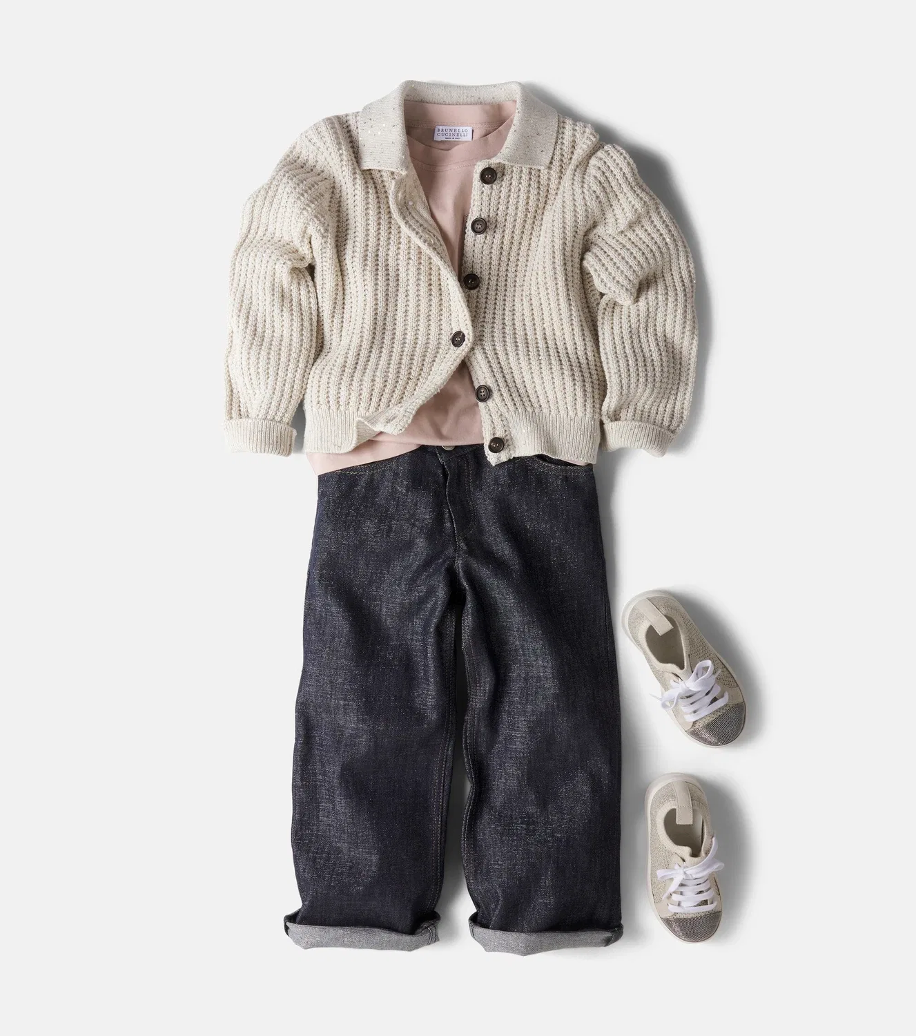 Широкие джинсы Brunello Cucinelli Kids, синий — фото 2