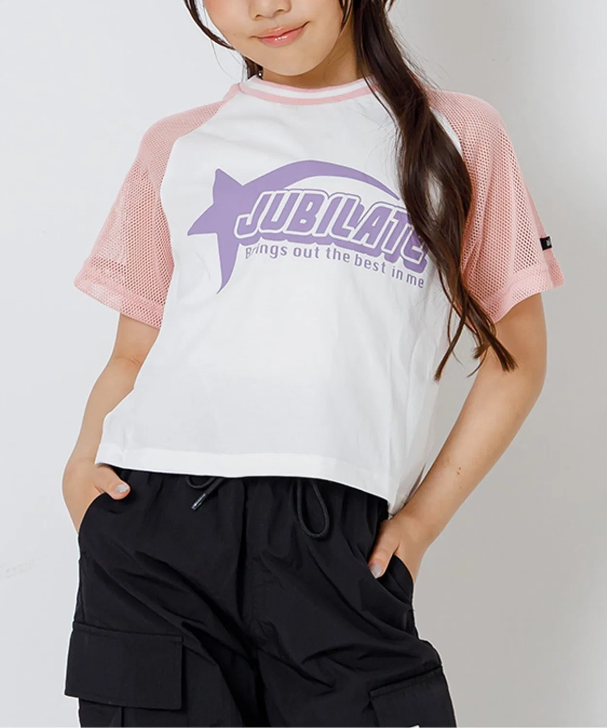 Детская футболка с длинным рукавомMesh Docking T-Shirt algy, Pink