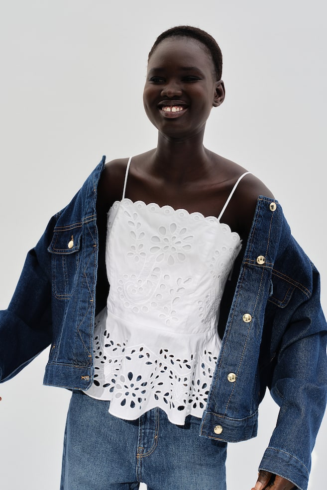 

Майка с вышивкой ришелье H&M, белый