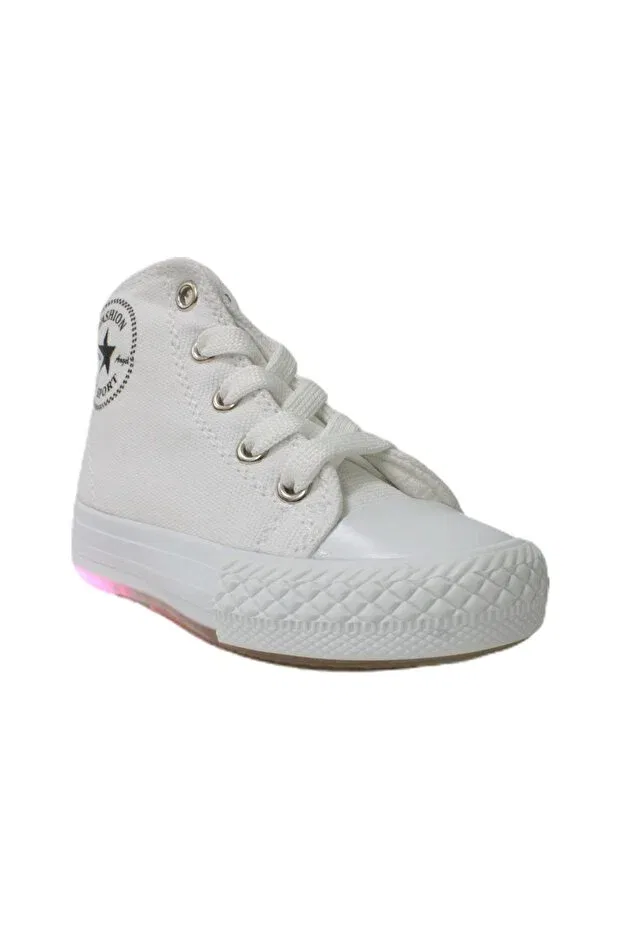 Детские кроссовки для мальчиков с геометрическим принтом Işıklı convers first step sneakers Ilhan Paşaoğlu, White — фото 2