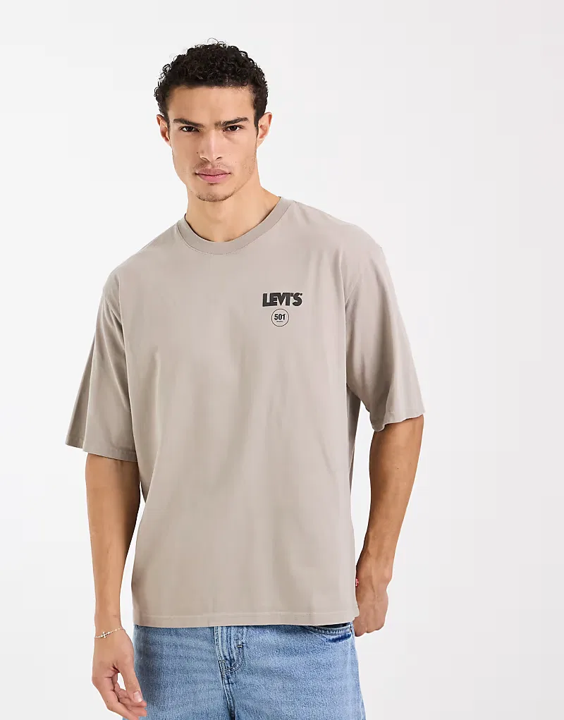 Футболка Levi's оверсайз с графическим принтом на спине, винтажный хаки — фото 3