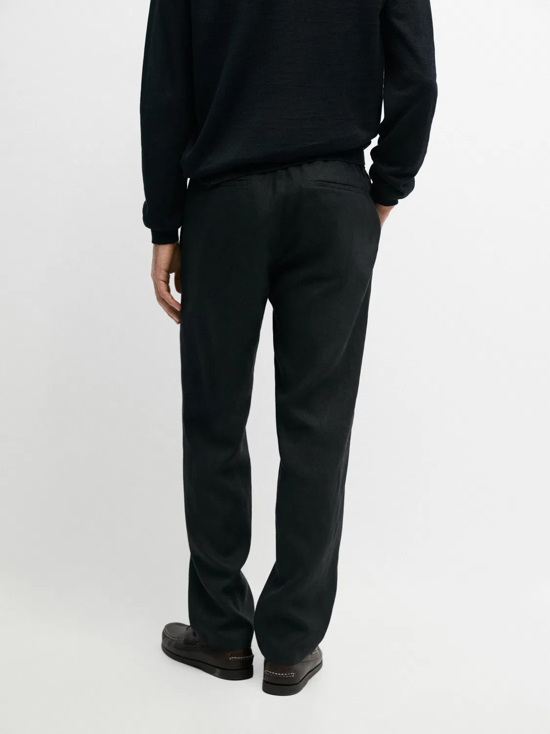 Льняные спортивные брюки Massimo Dutti, черный — фото 3