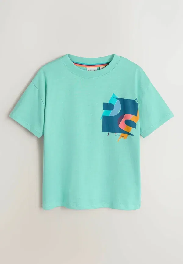 Футболка хлопковая Paul Smith Junior, белый/синий/зеленый — фото 3