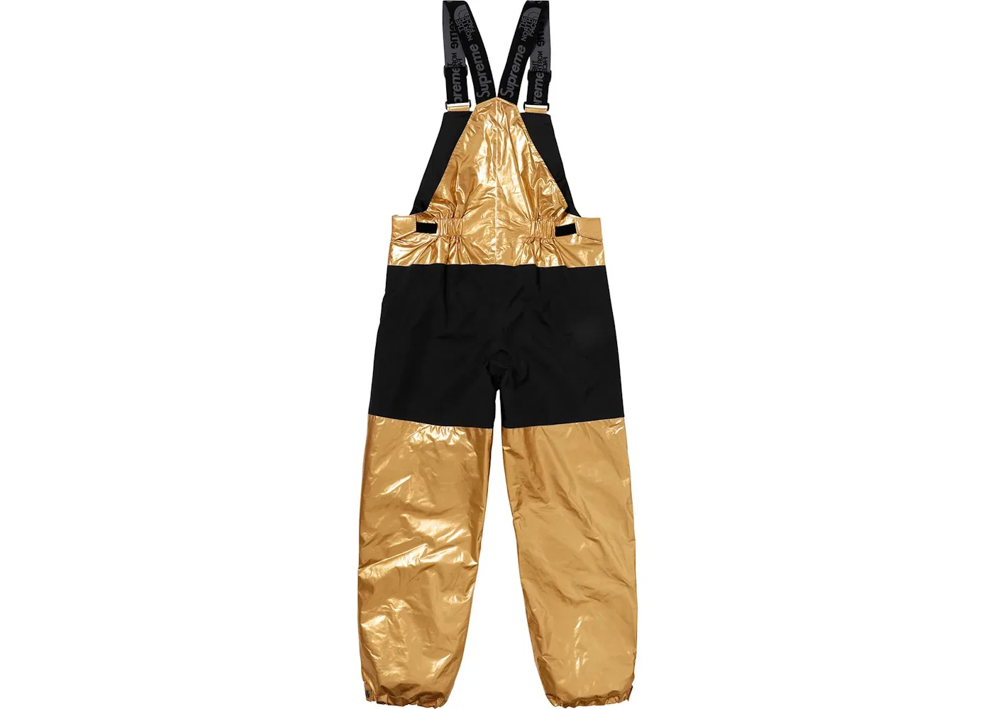 Мужские штаны с металлическим принтом Supreme The North Face Metallic Mountain Bib, Gold — фото 2