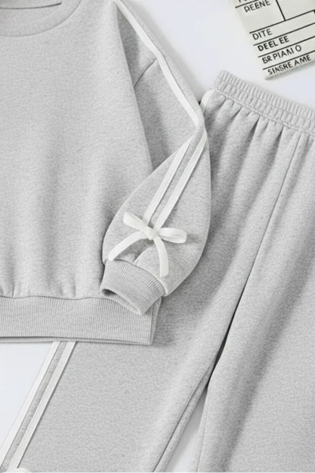 Детский комплект из свитшота и брюк с принтом Sportswear Uyguntarz, Gray — фото 2