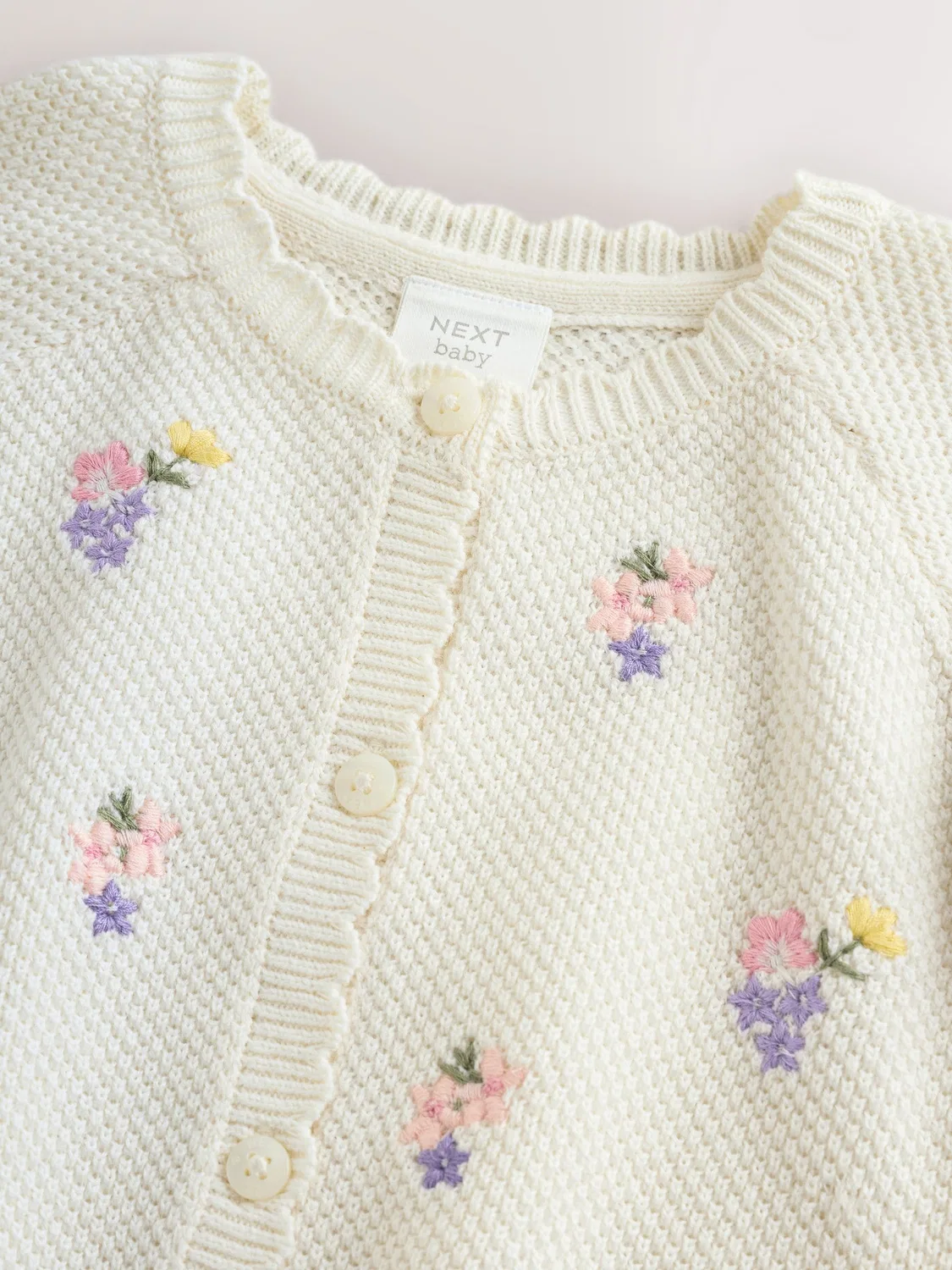 Кардиган детский с вышивкой, Embroidered Baby Cardigan Next, белый — фото 4
