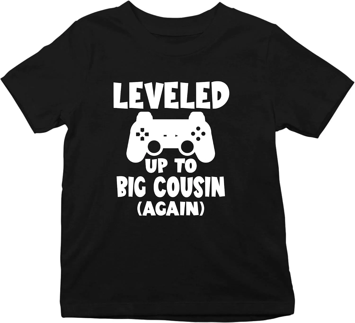 Детская футболка с принтом Leveled Up to Big Cousin Again, Black