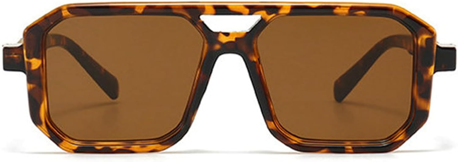 

Солнцезащитные очки Willochra Double Bridges Square для женщин, модные градиентные очки UV400, ретро-многоугольные солнцезащитные очки для мужчин в стиле панк F27, Leopard