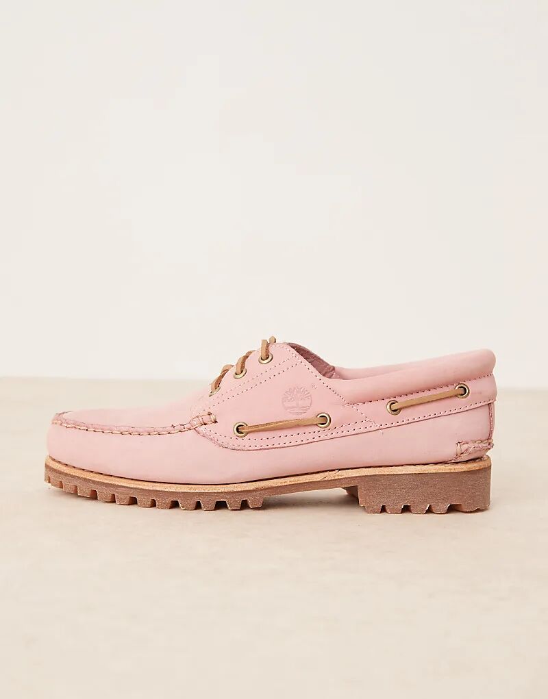 Туфли-лодочки Timberland Authentic с тремя парами люверсов пастельно-розового цвета — фото 4