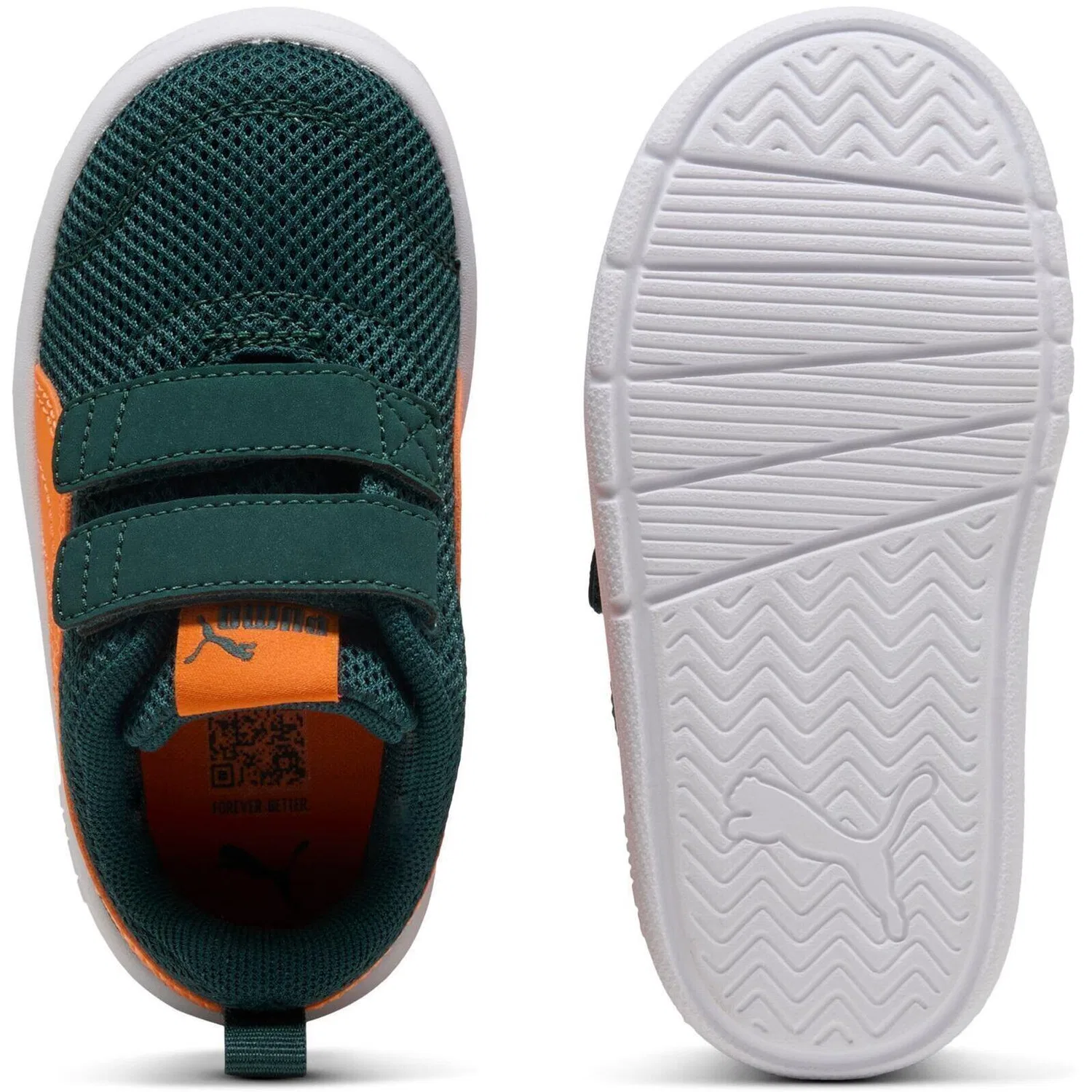 Детские кроссовки с сетчатым верхом Puma Courtflex V3 Mesh Inf Clyde Royal-puma W, Grun — фото 2