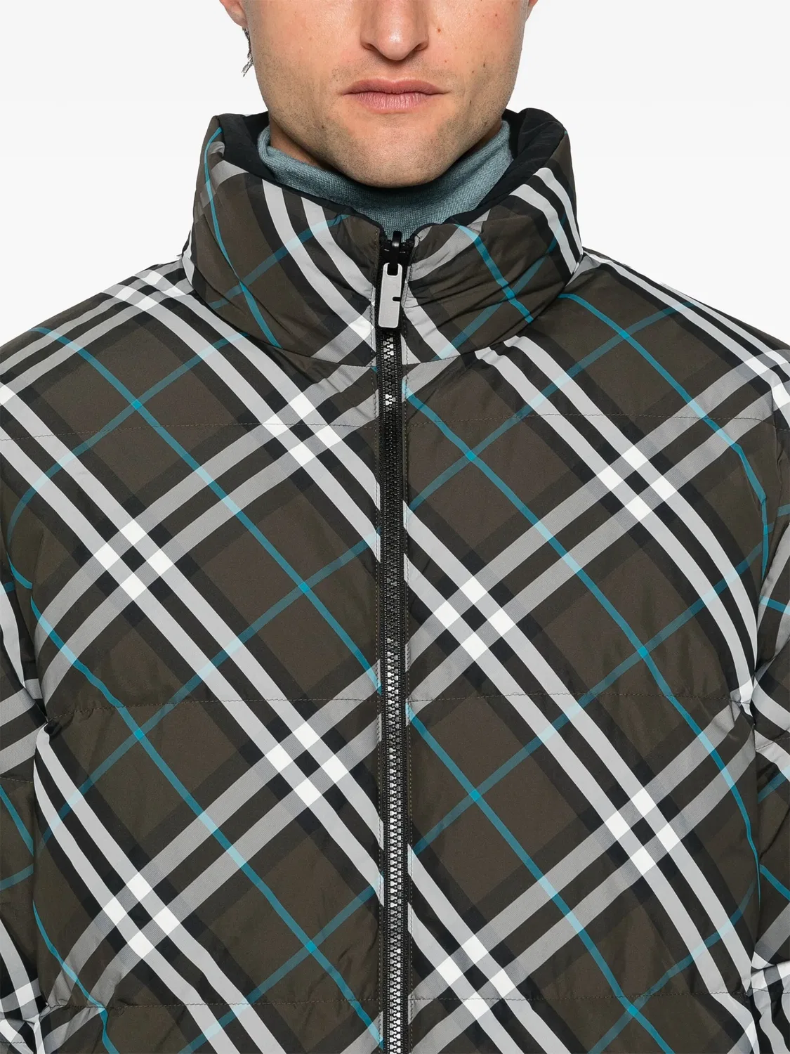 Реверсивная пуховая куртка с винтажным принтом Burberry, моховой зеленый/многоцветный — фото 2