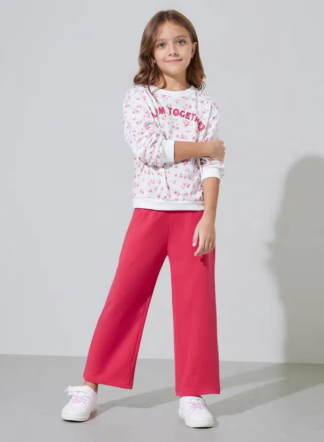Комплект свитшот с цветочным принтом и широкие брюки oversize Styli, мультиколор