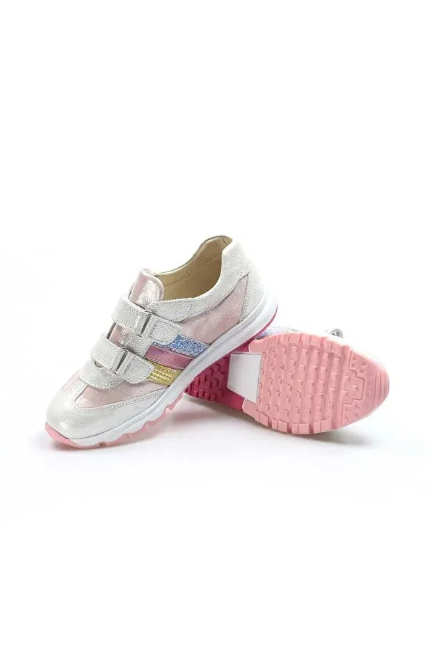 Детские спортивные туфли для девочек из натуральной кожи Laviovil, Silver-Pink — фото 4