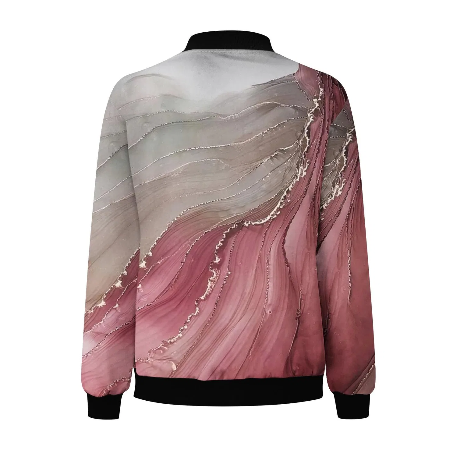Женское пальто с принтом Bomber Giacca Casual Loose Fit Trendy Stampato Donna Cappotti Confortevole Cappotto Inverno Donna Manica Lunga Giacca da Donna Cerniera Outwear Corsa Giacche Sport All'aperto Abiti Autunno, vino — фото 4