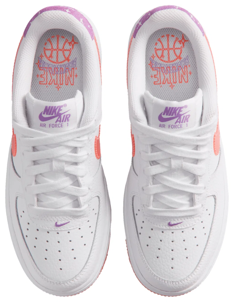 Кроссовки для мальчиков Air Force 1 BB Nike, цвет White/Bright Violet/Turf Orange — фото 4