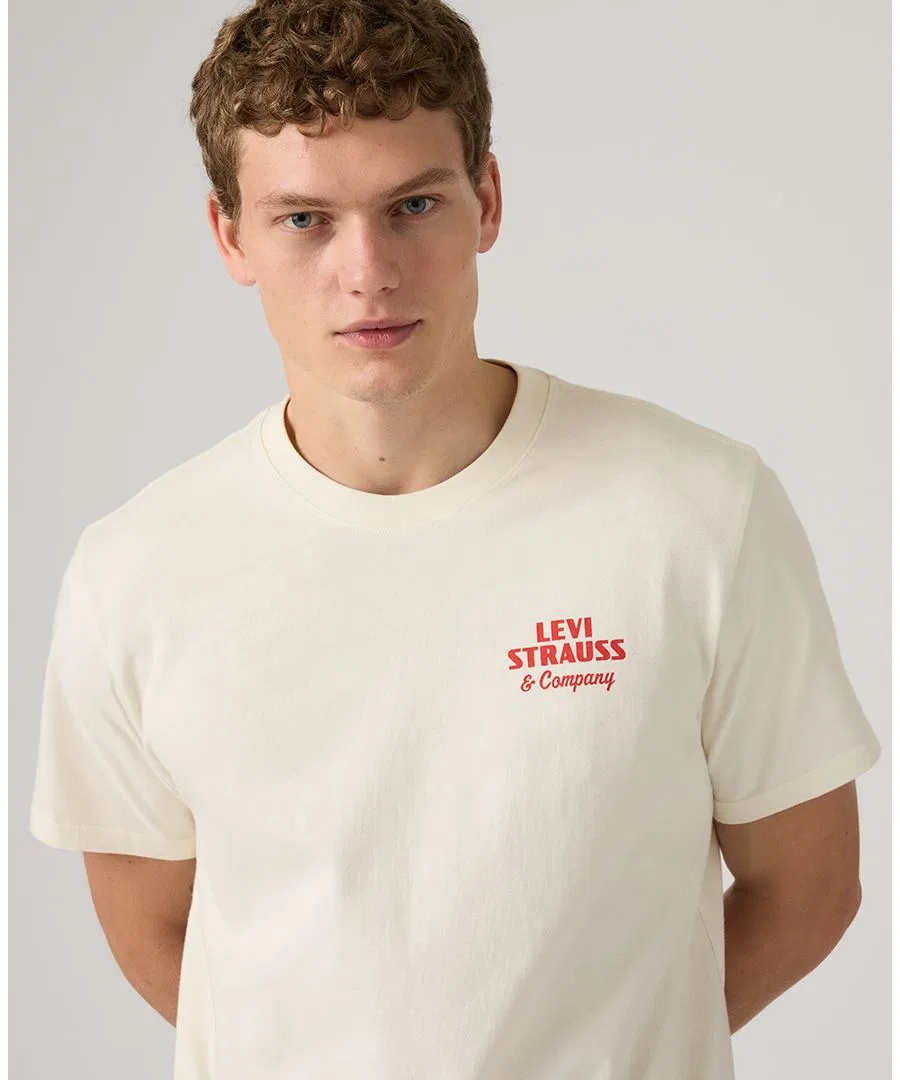 Футболка свободного кроя с фирменным принтом Levi's, Archival Overalls 2 Egret — фото 2