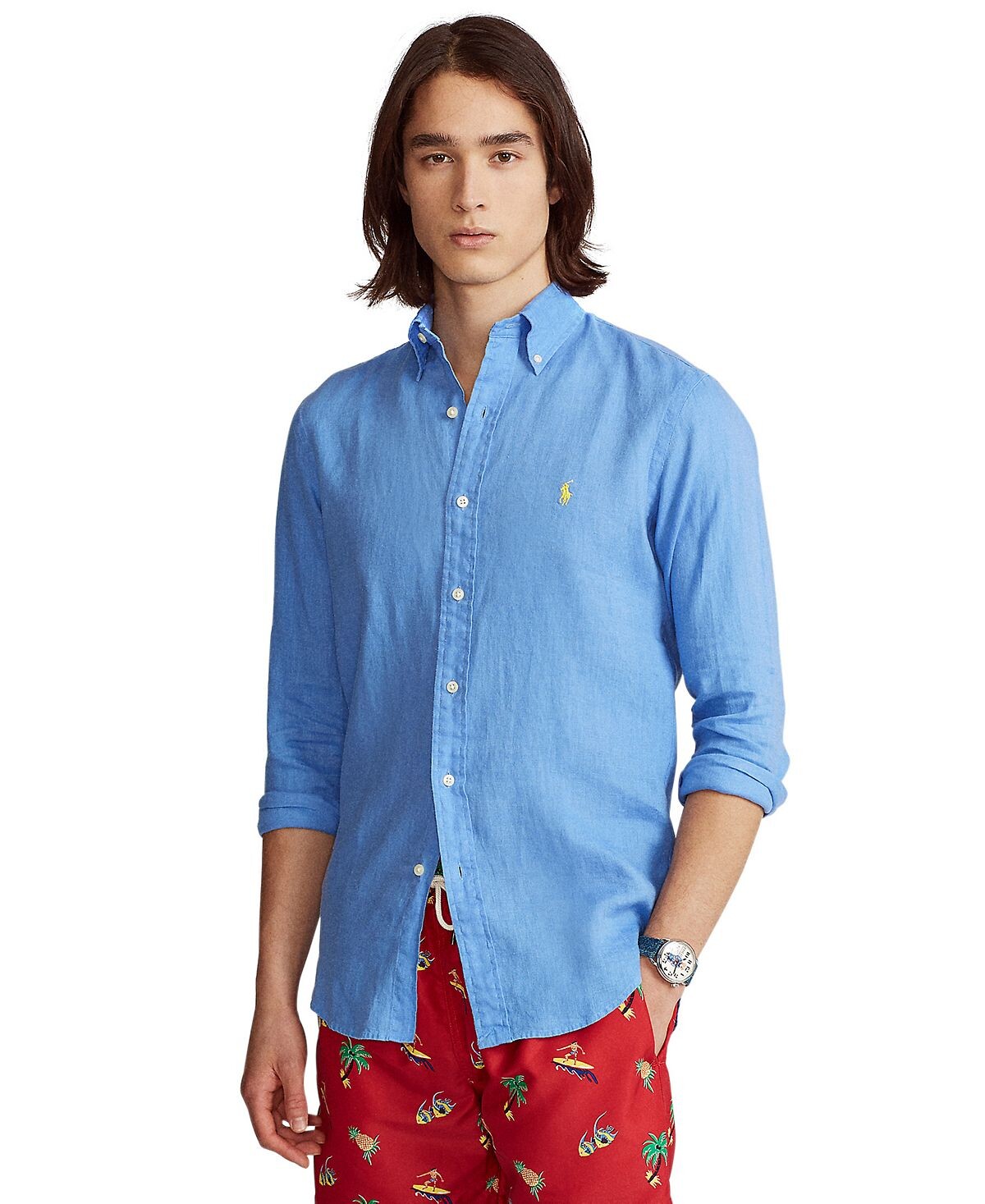 

Мужская льняная рубашка классического кроя Polo Ralph Lauren, мульти