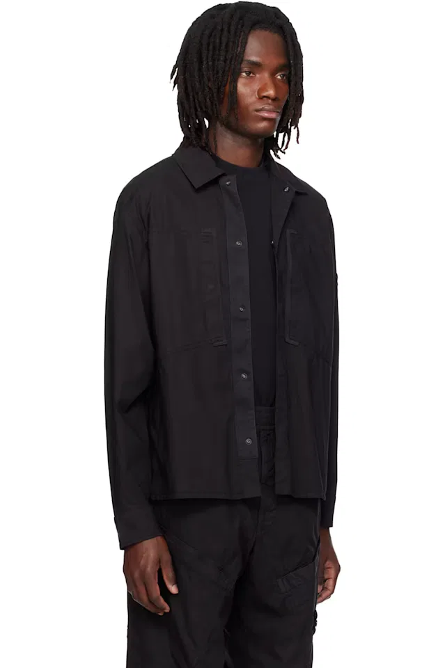 Черная рубашка из эластичного хлопка Tela Paracadute Stone Island — фото 2