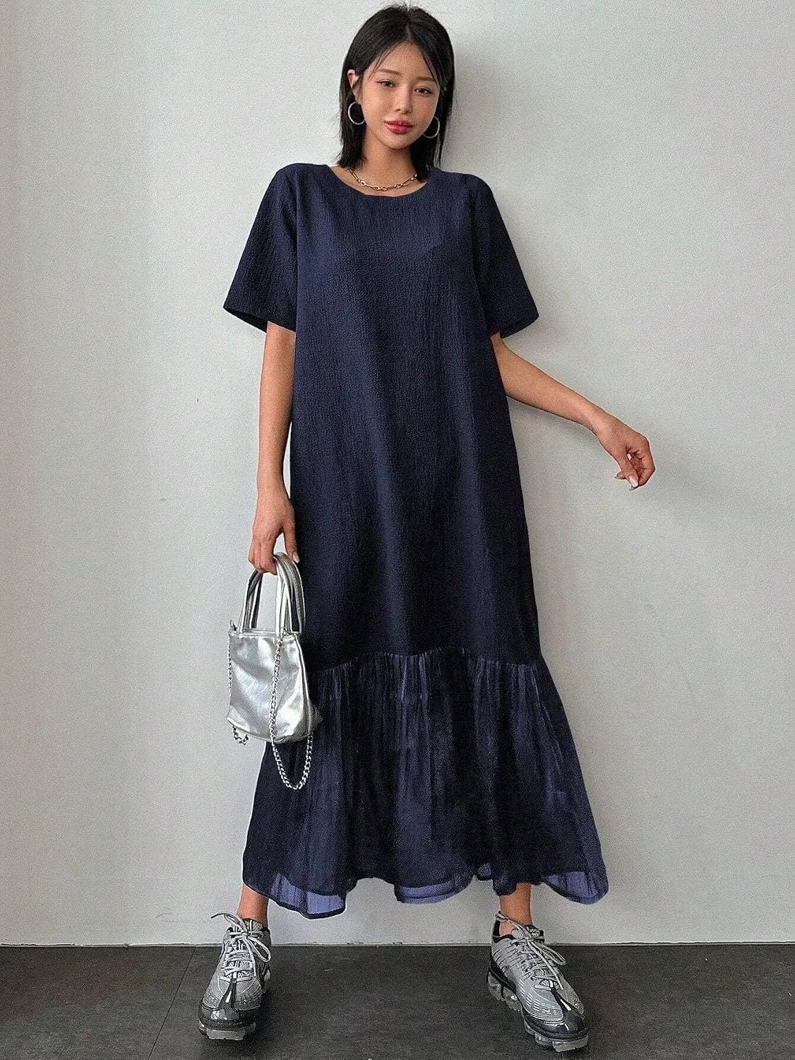 Женское летнее платье миди с рыбьим хвостом, Navy Blue — фото 2