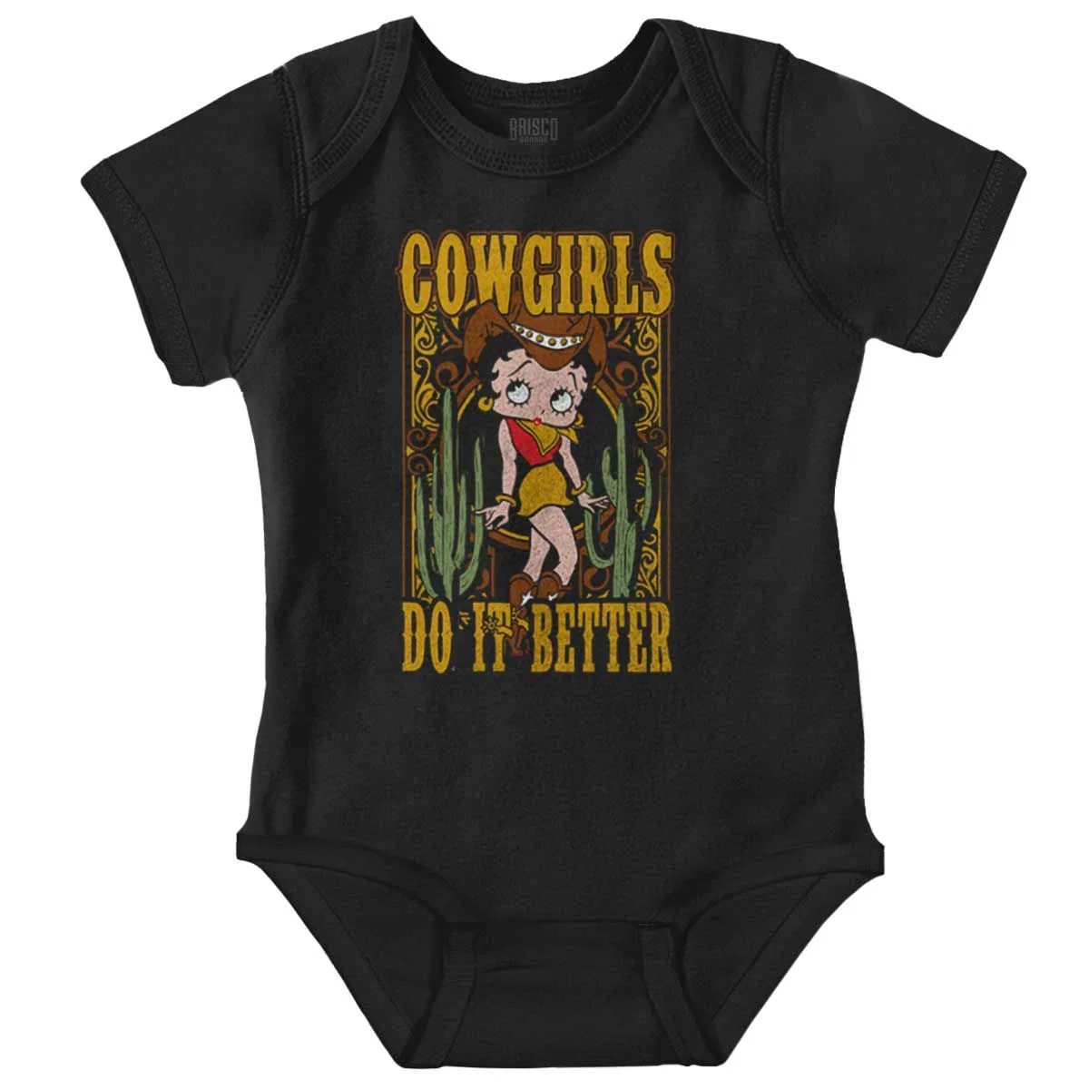 Детское боди для девочек с принтом Betty Boop Cowgirls Do It Better Brisco Brands, Black