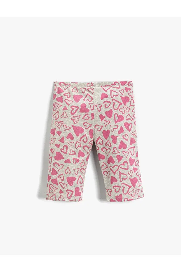 Детские леггинсы для девочек с принтом Capri Leggings Heart Printed Koton, Gray/04f — фото 2