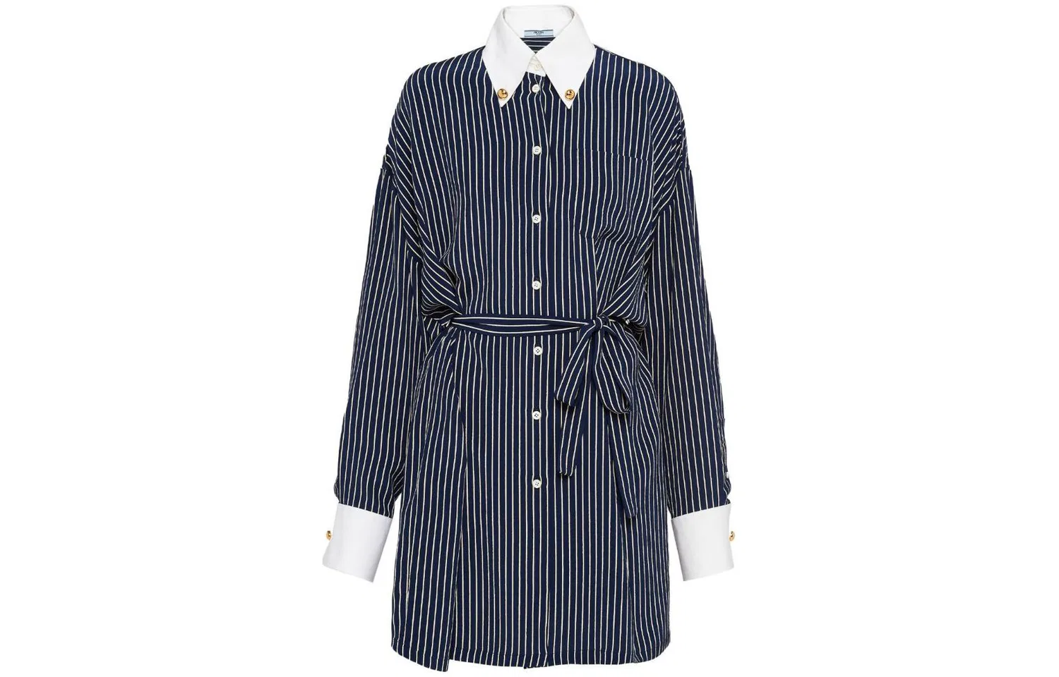 Женская рубашка с длинным рукавом из шелка PRADA, Marine Blue