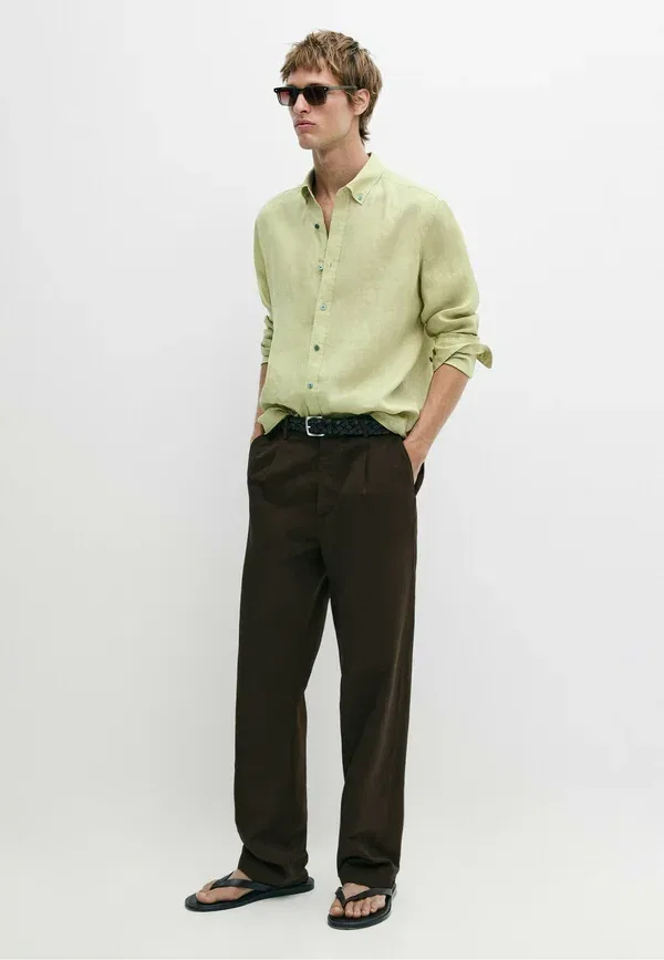 Рубашка из льна, Massimo Dutti, Light Green, светло-зеленый — фото 2
