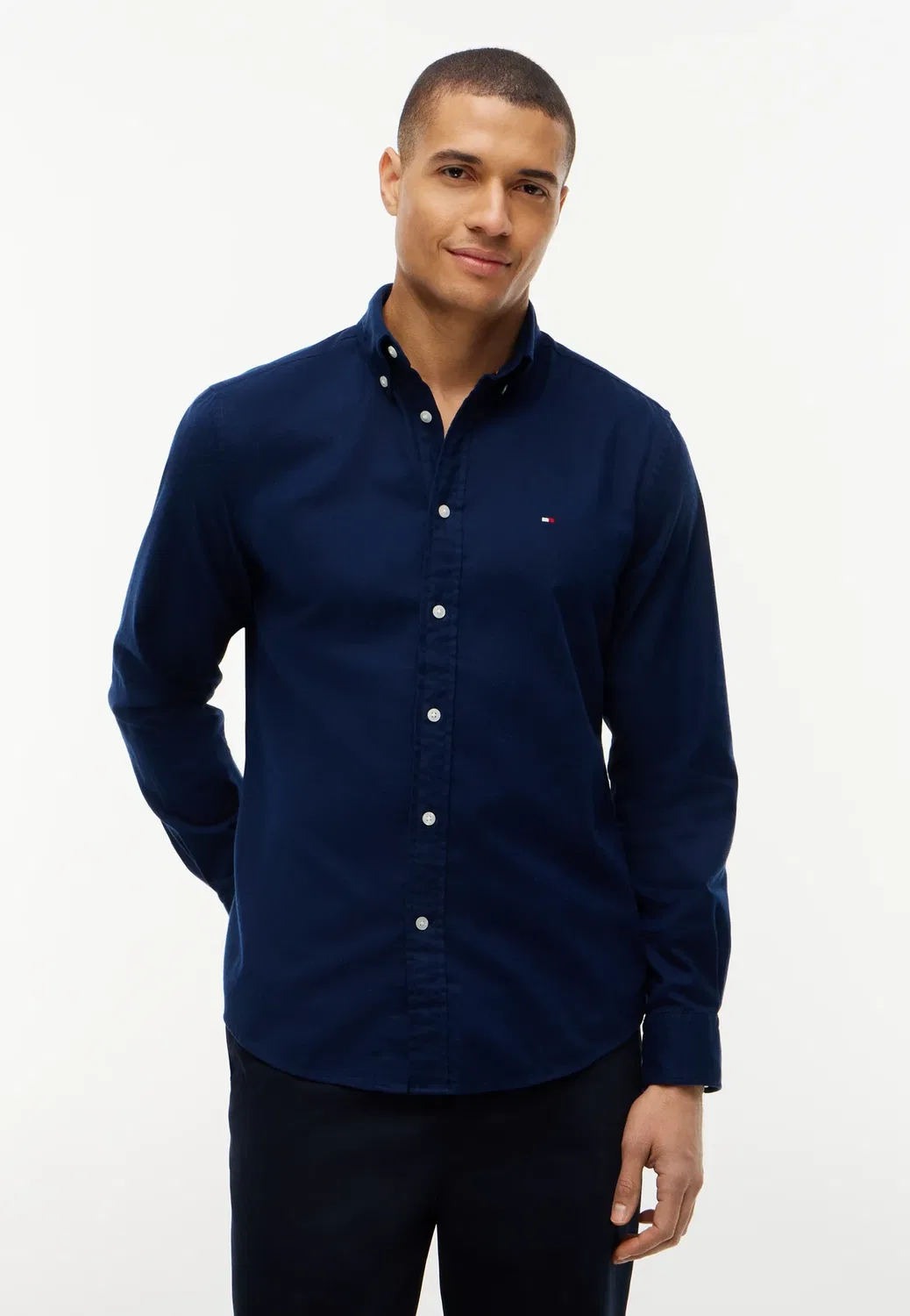 Рубашка из фланели Flex однотонная RF - рубашка Tommy Hilfiger, Carbon Navy