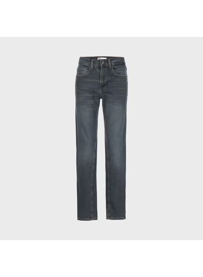 Джинсы классические с эффектом потертости Zara, темно-синий — фото 2