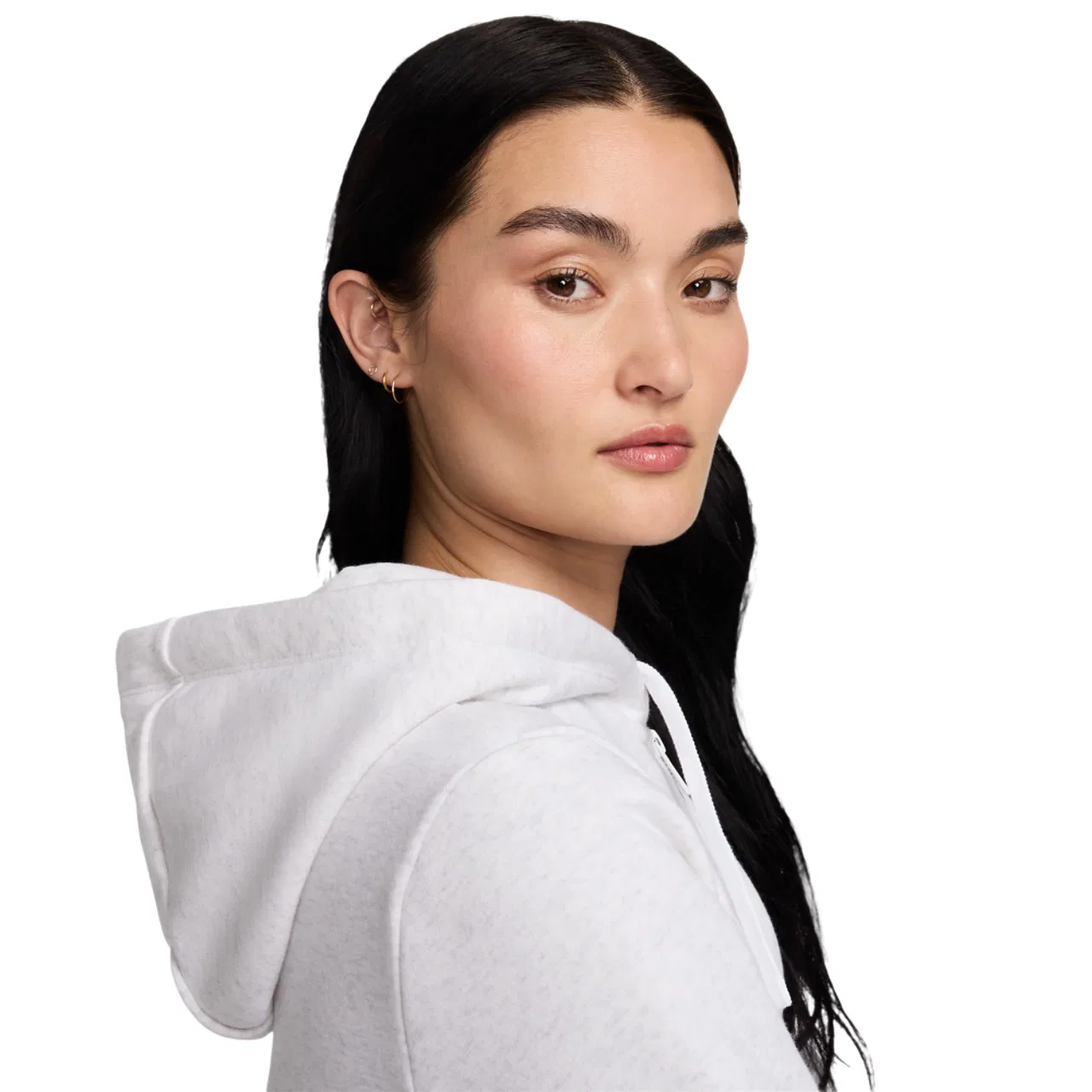 Женское худи Club Fleece Nike, цвет Birch Heather/Black — фото 4