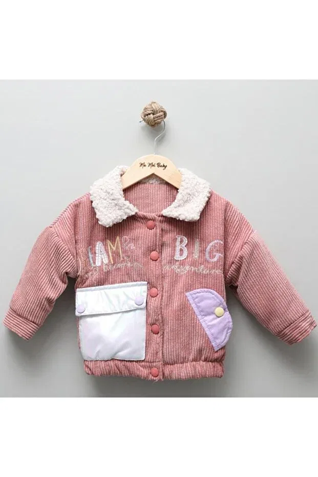 Детское пальто для девочек из вельвета Ma Moi Baby, Dried Rose — фото 3