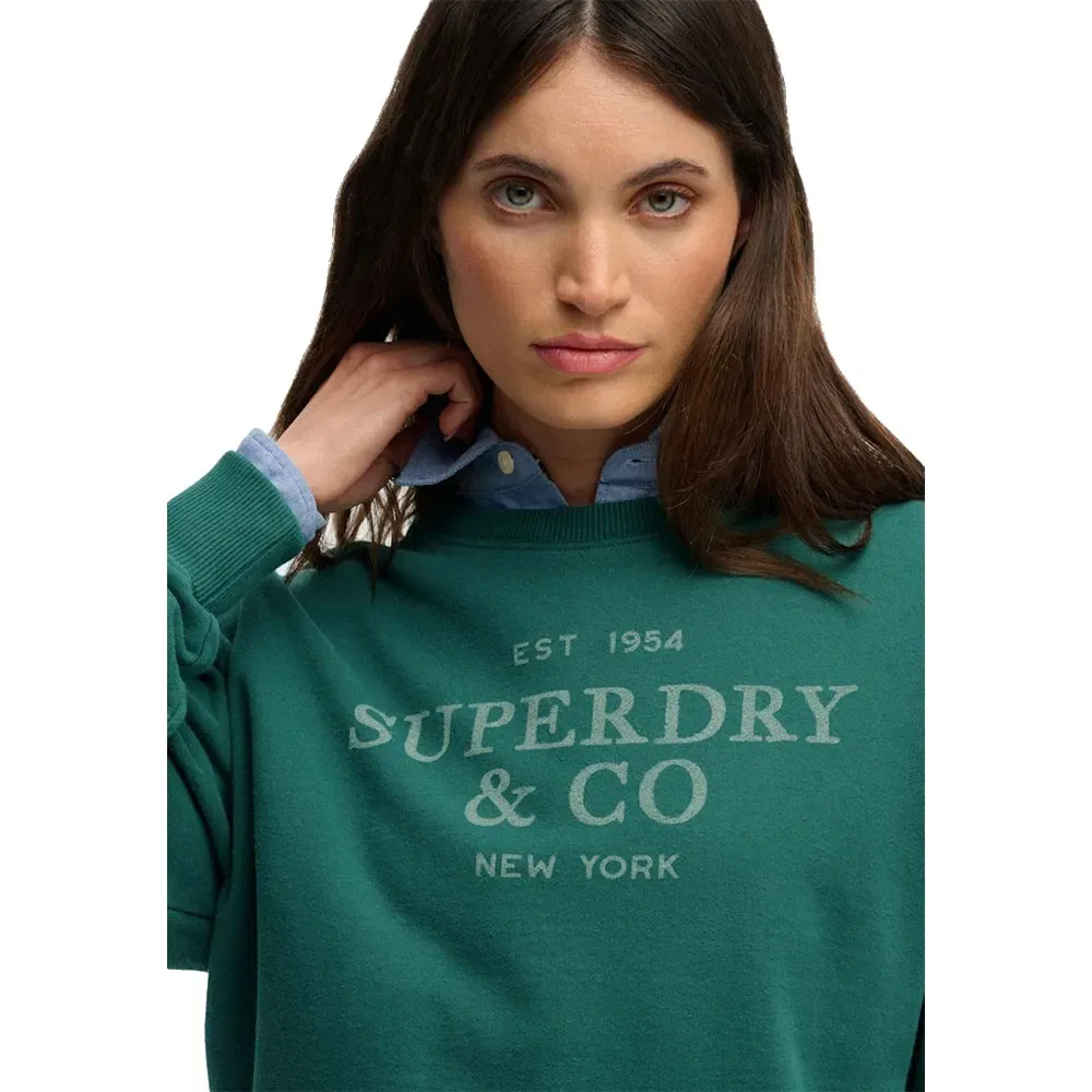 Свитшот свободного кроя Superdry Luxe Casual Loose Crew, зеленый — фото 4