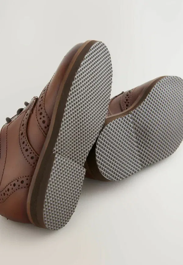 Туфли кожаные Wide fit lace up brogues Next Tan Brown, светло-коричневый — фото 4