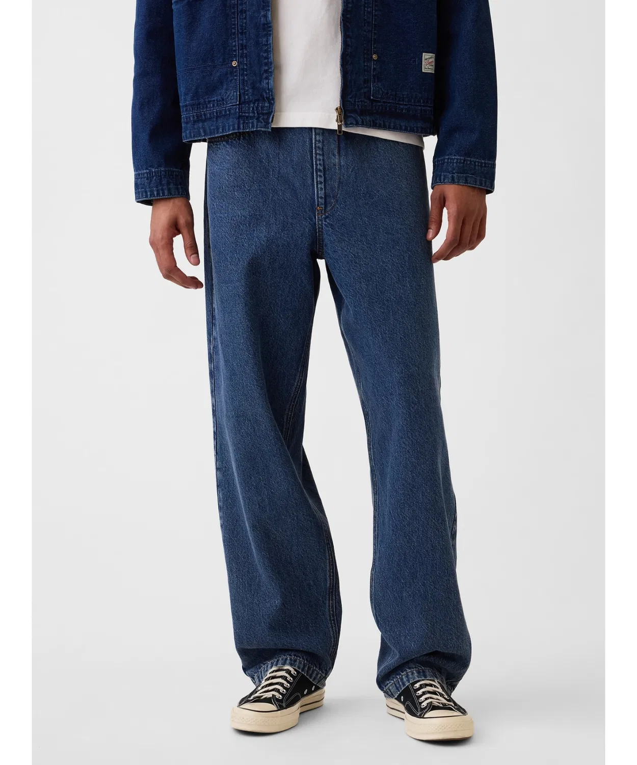 Мужские джинсы свободного кроя с эластичным поясом Pull-On Baggy GAP, Indigo Blue — фото 2